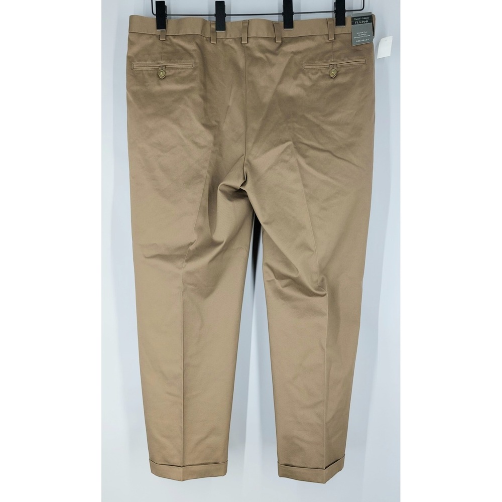 New JOS A BANK Mens 44x29 Travelers Twill Pants‎ Mushroom Brown Wrinkle Free - Picture 6 of 10